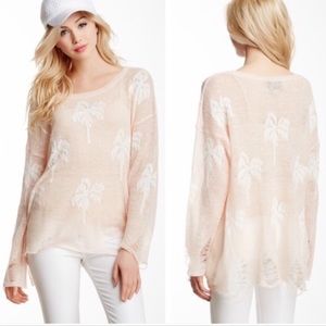 Wildfox White Label Santa Barbara Lennon Distressed Sweater ~ in Giorgia Peach
